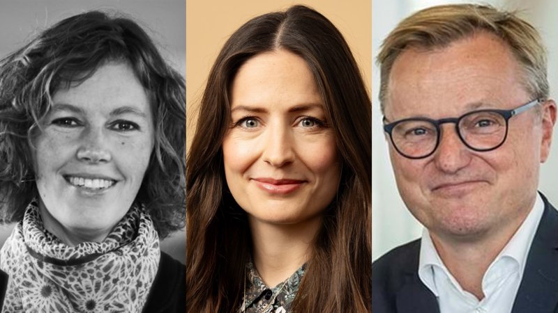 Juryen til Plastprisen 2023 består af (fra venstre): Sine Beuse Fauerby, politisk chefkonsulent i IDA, Linea Søgaard-Lidell, medlem af Folketinget for Venstre og Peter Trillingsgaard, direktør i DI Produktion, og med en fortid i LEGO og Grundfos.